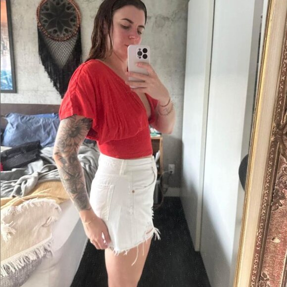 NWOT Free People Plunging Neckline Top - Picture 3 of 7